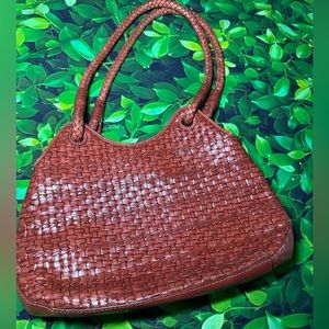 FOSSIL WOVEN BROWN LEATHER HANDBAG